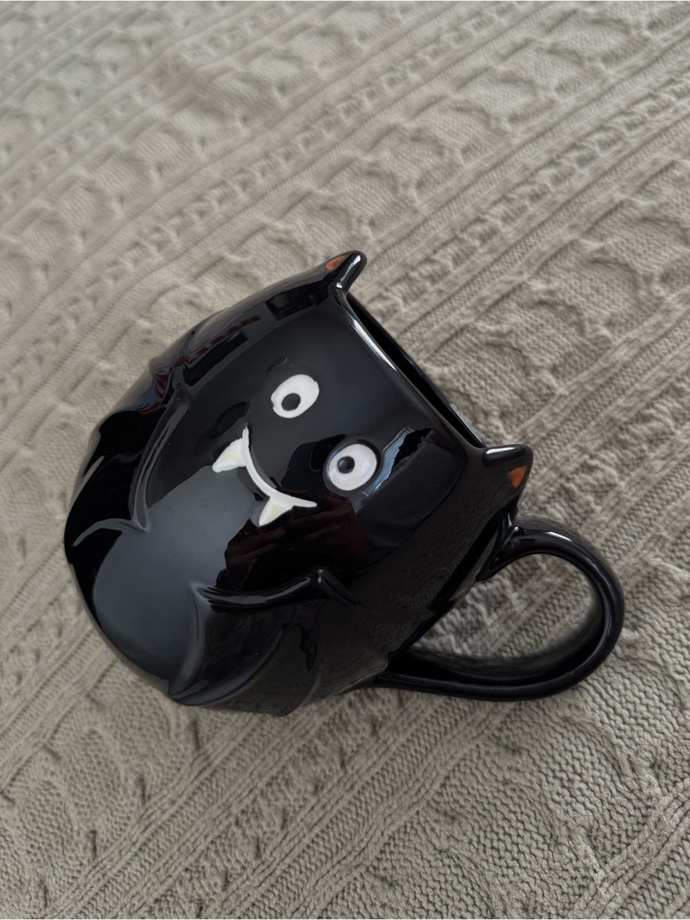LANG Ceramic Halloween Bat Mug Black Figural Spooky Coffee Cup 19.5oz